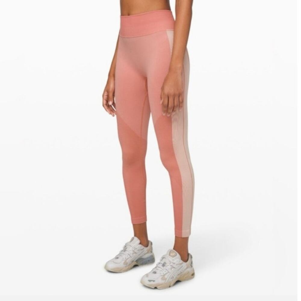 Lululemon Ebb to Train Legging Abstract Copper Clay Angel Wing Gym Athletic Sz 2